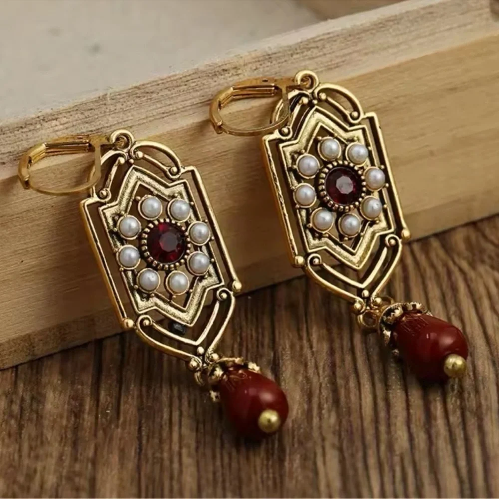 Marquis Ethnic Bordo Vintage Bronze Brushed Earrings - Picture 5 of 8